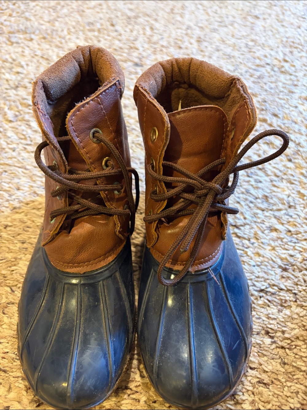 Cat & Jack Brown and Navy Kids Waterproof Rain Boots